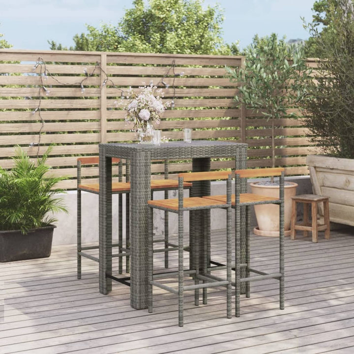 Tidyard 5-TLG. Gartenbar Set, Bartisch mit Barhocker Set, Bartisch Set Outdoor, Bar Set, Grau Poly R