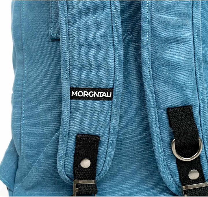 Canvas-Rucksack Kolibri/Alltagsbegleiter mit 20l Volumen/Fächervielfalt/Rolltop – Blau