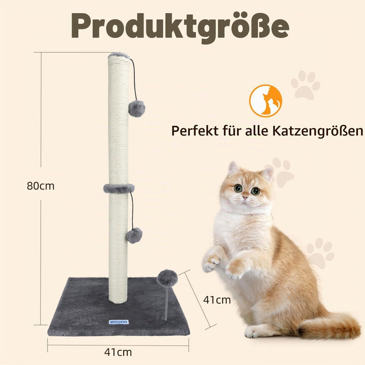 Nobleza Katzen-Kratzbaum, 80 cm Hoch Kratzsäule, Kratzstamm für mittelgrosse und grosse Katzen mit S