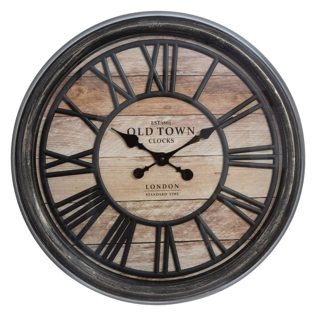 JJA Wanduhr, Retro-Stil, industriell, geprägt, Durchmesser 50 cm, Braun cm Braun, cm Braun