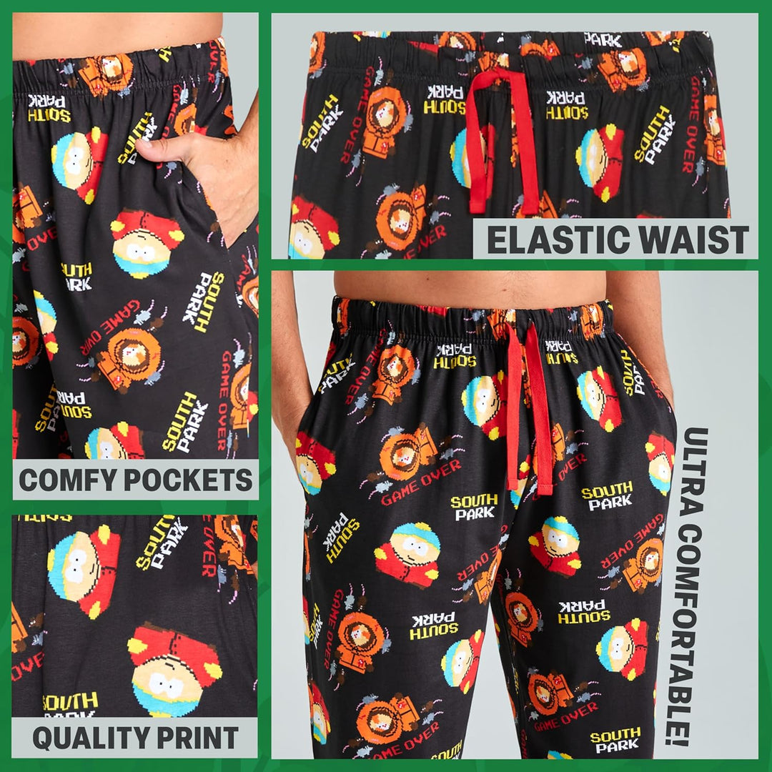 South Park Herren Lang Pyjamahose - bequemer Schlafanzug S Schwarz/Multi, S Schwarz/Multi
