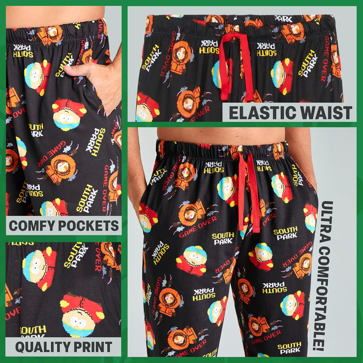 South Park Herren Lang Pyjamahose - bequemer Schlafanzug S Schwarz/Multi, S Schwarz/Multi