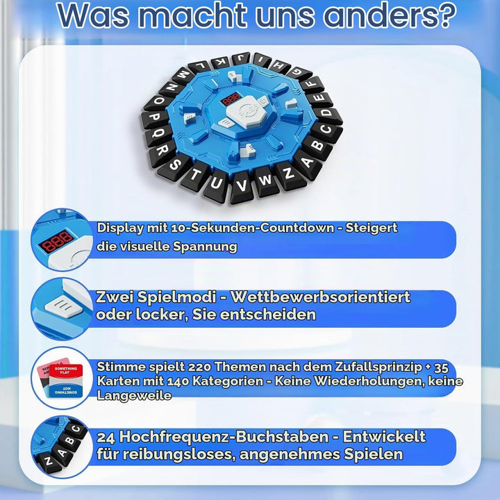 Wortspiel,Brettspiele für Kinder und Erwachsene mit 2 Modi,24 Tasten Buchstaben Familienspiel mit In