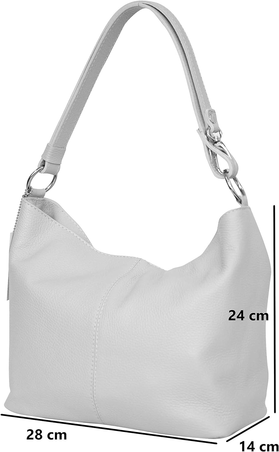 AMBRA Moda Damen Leder Handtasche Schultertasche Umhängetasche Hobo bag GL005 Schwarz Black, Schwarz