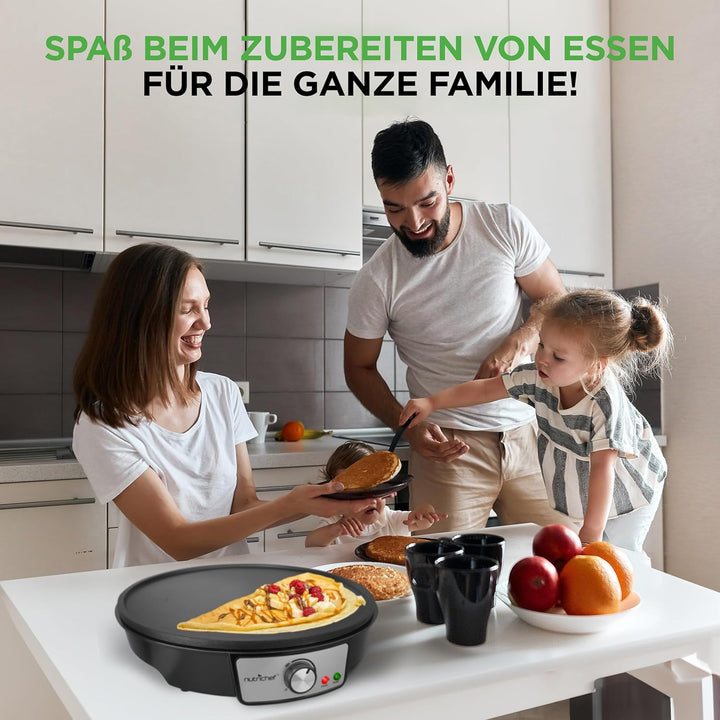 Nutrichef PCRM12EU Elektro-Griddle-Crêpe-Maker-Kochfeld Antihaftbeschichtete 12-Zoll-Aluminium-Kochp