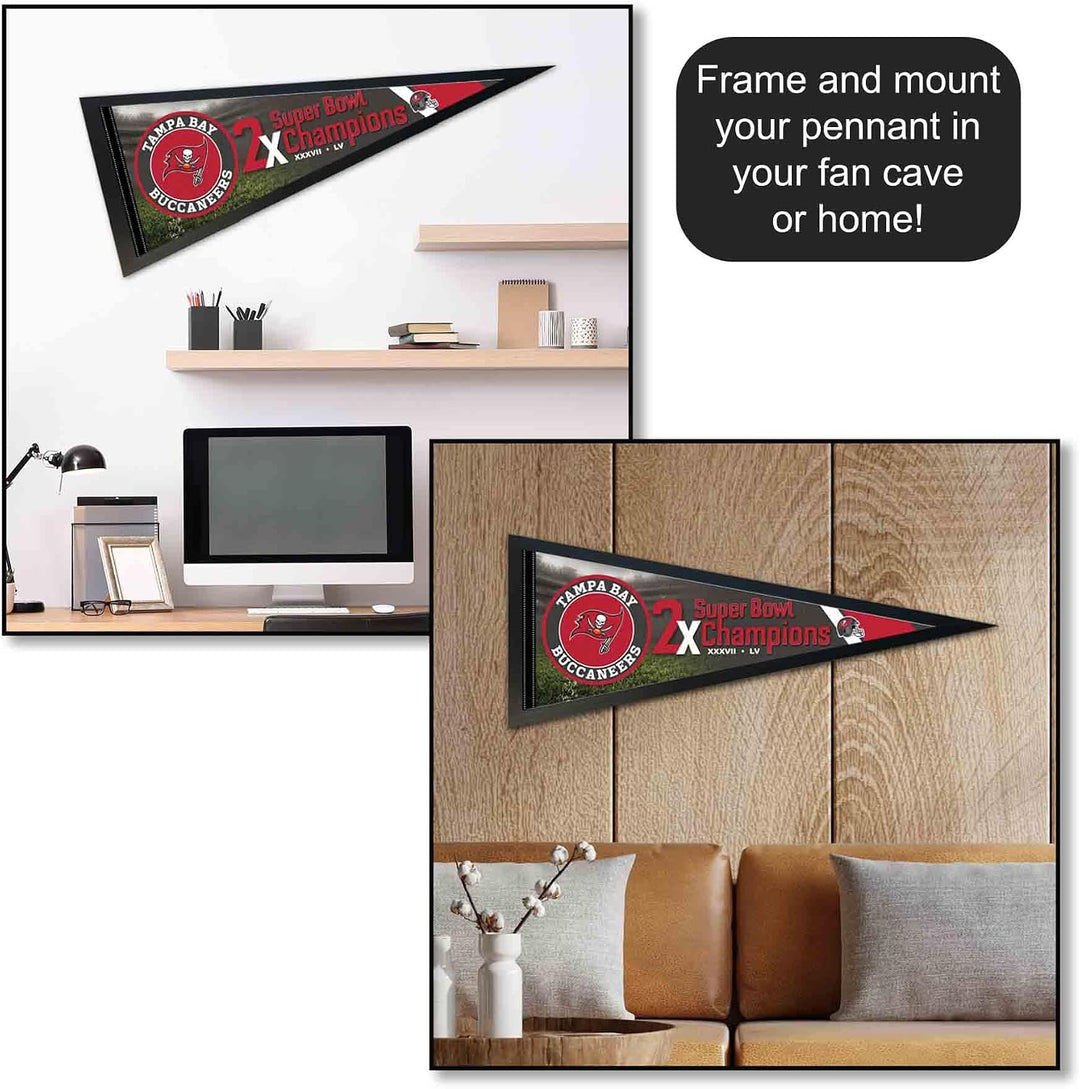 WinCraft Tampa Bay Buccaneers 2 Time Bowl Champions Pennant Banner Flag