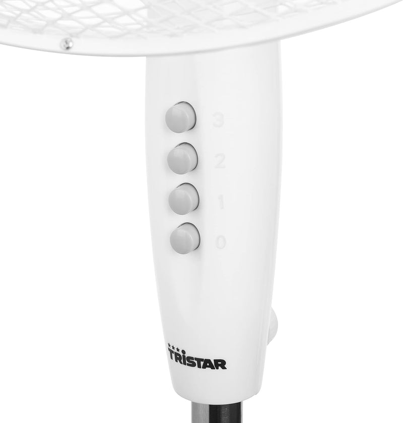 Tristar VE-5893 Standventilator 40 cm Durchmesser, 3 Geschwindigkeitsstufen, Weiss, 105 - 125 cm