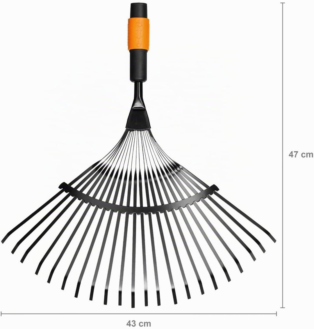 Fiskars Fächerbesen, Werkzeugkopf, Mit 20 Zinken, Breite: 56 cm, Stahl-Zinken, Schwarz/Orange, QuikF