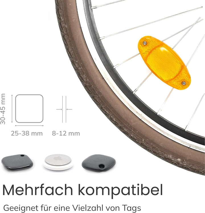 OVERADE - Airflex x2 – Halterung für GPS-Tracker Airtag – Rückstrahler – Diebstahlsicherung für Fahr