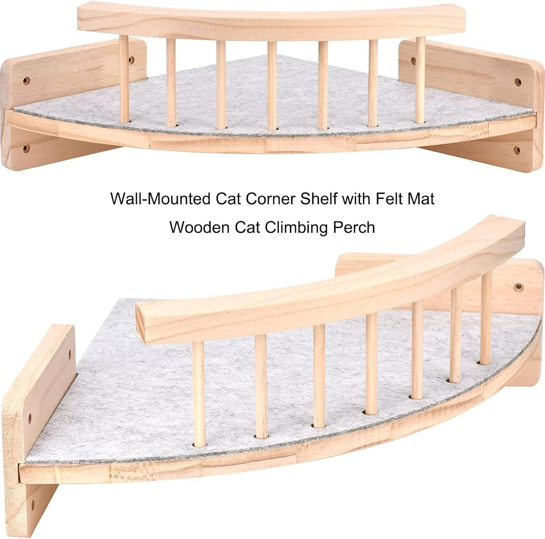 Katzen-Kletterwand-Set mit Eckperch und 3 Stufen, Katzen Wand Klettern Ecke Mit 3 Treppenstufen, Kat