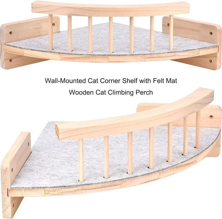Katzen-Kletterwand-Set mit Eckperch und 3 Stufen, Katzen Wand Klettern Ecke Mit 3 Treppenstufen, Kat