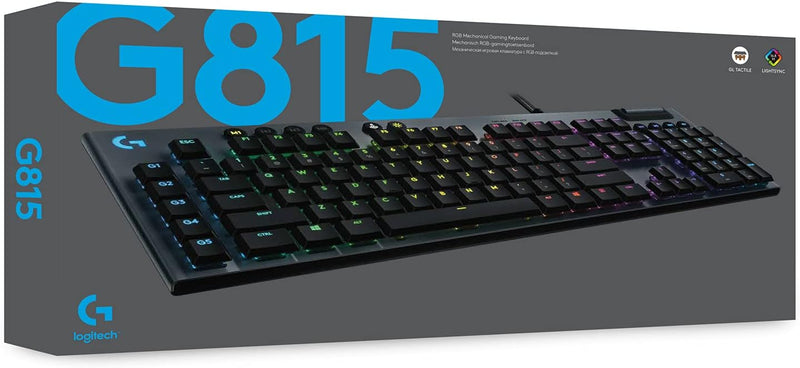 Logitech G815 mechanische Gaming-Tastatur, Taktiler GL-Tasten-Switch mit flachem Profil, UK QWERTY L