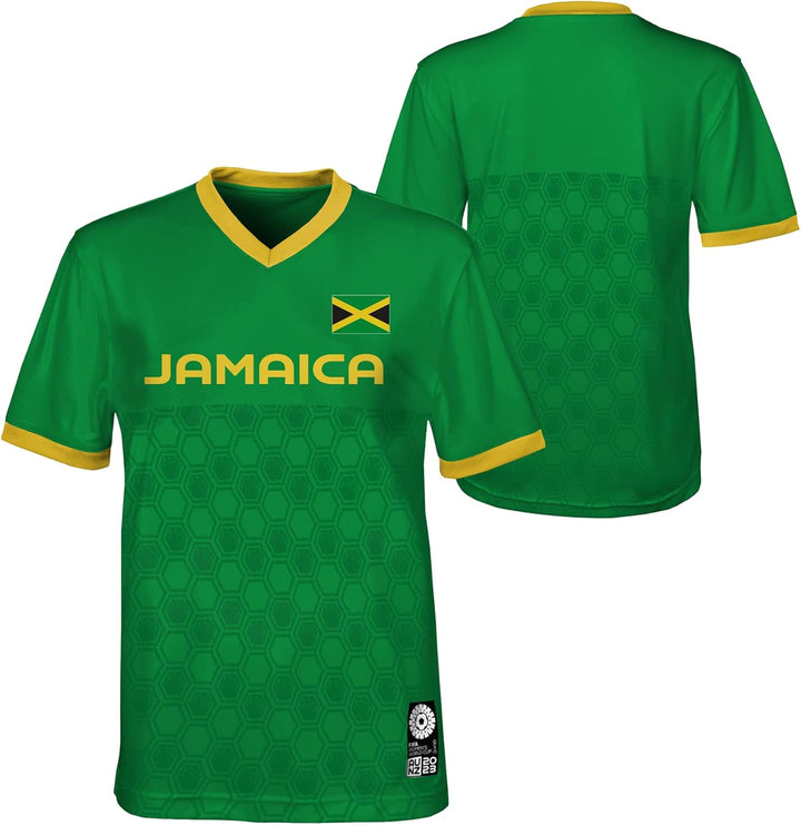 FIFA Unisex Offizielles 2023 Damen Fussball Wm Youth Team Trikot Jamaika T-Shirt (1er Pack), 8-10 Ja