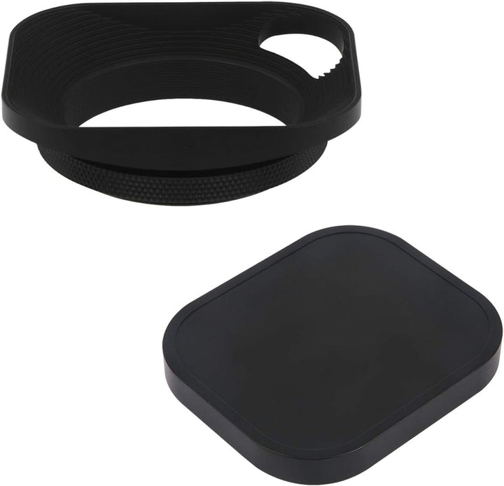 Haoge LH-E2P 49mm Metall Rechteckig Einschrauben Aushöhlen Sonnenblende Gegenlichtblende mit Kappe f