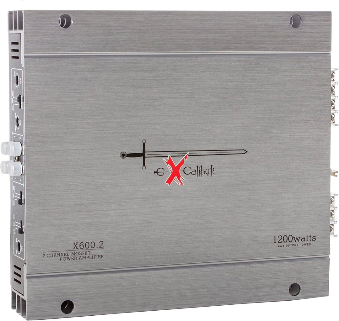 Excalibur X600.2 - Auto Verstärker 2 Kanal - 2X 600 Watt Mosfet HiFi KFZ Endstufe mit Bass-Boost - 1