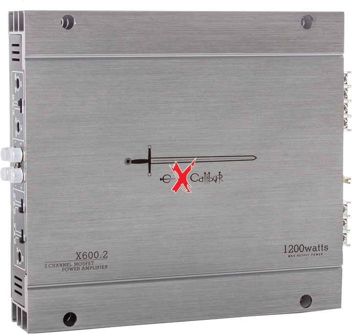 Excalibur X600.2 - Auto Verstärker 2 Kanal - 2X 600 Watt Mosfet HiFi KFZ Endstufe mit Bass-Boost - 1