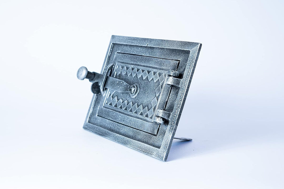 Euro Sezam - Altes Silber Ofentür aus Gusseisen - Massive dicke Ofentür - Pizzaofentür - DZ067 - Ein