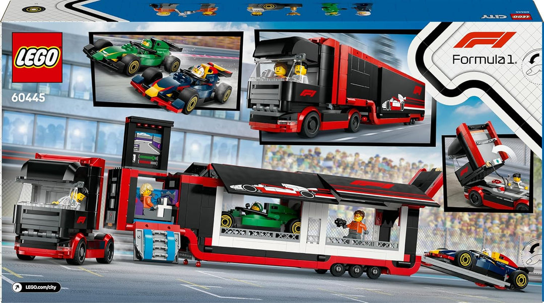 LEGO City F1 Transporter mit RB20 &amp; AMR24 F1 Rennautos - Spielzeug Autotransporter für Red Bull &amp; As