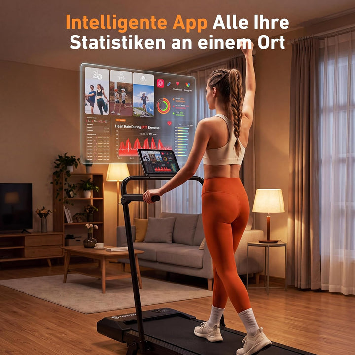 DeerRun Walking Pad mit Steigung,Laufband für Zuhause mit Griff, 2,5 PS, 6 KM/H, max. 136 KG, Walkin