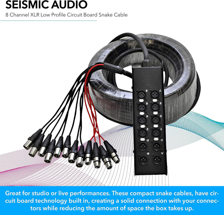 Seismic Audio SACB-8x4x100 8-Kanal XLR Low Profile Leiterplatte Snake Kabel, 30 m 100 Foot - 8 Send