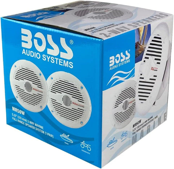 2 Marine-Lautsprecher kompatibel mit BOSS Audio MR50W 2-Wege 15,5 cm 75 watt rms 150 watt max wasser
