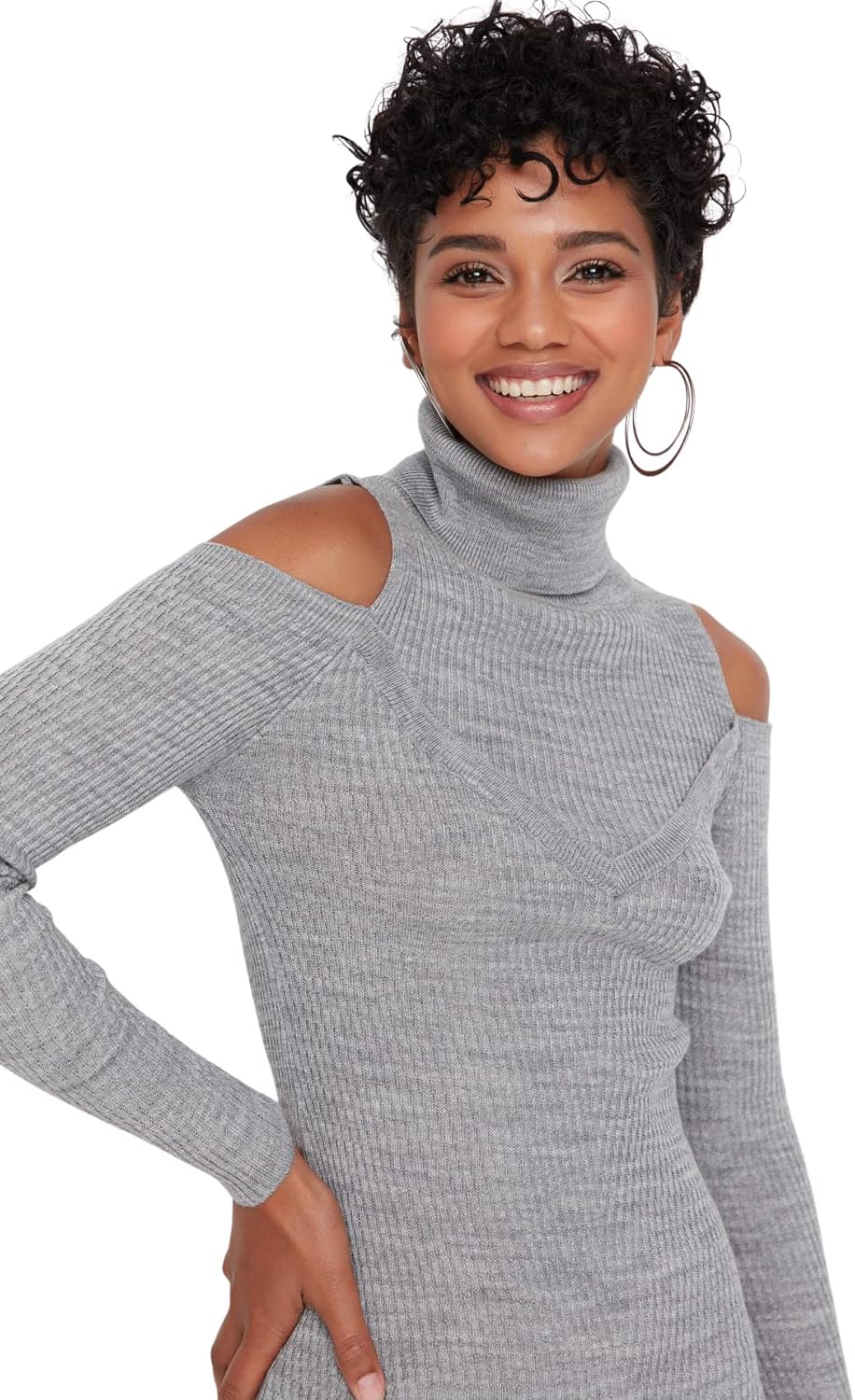 Trendyol Damen Basic Regular Fit Woven Dress Midi, Normale Passform, gewebtes Kleid S Gray, S Gray