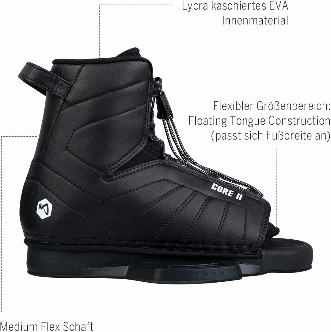 Mesle Wakeboard-Bindung Core, Open Toe Boots, Grösse 32-47 EU, Schuhe, schwarz L-XL, L-XL