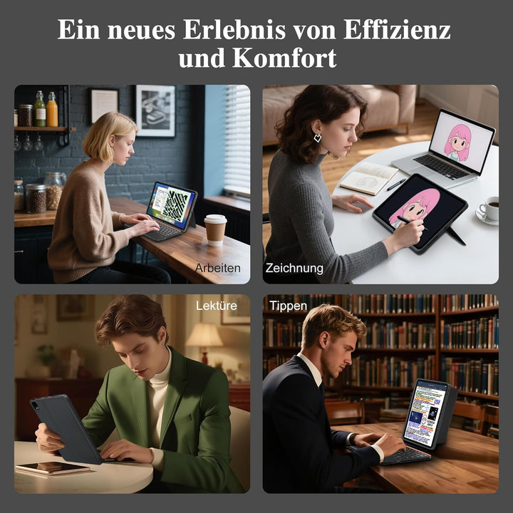 WIWU Hülle mit Tastatur iPad 13 12.9 Zoll 3 in 1 Magnetische Abnehmbare Tastaturhülle Ständer 7 Farb