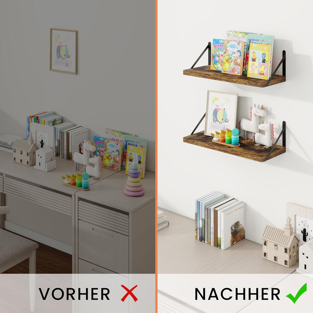 Feihorrm Wandregal 3er Set, Bücherregal Wand, Wandregal Holz, Schweberegal für Wohnzimmer, Schlafzim