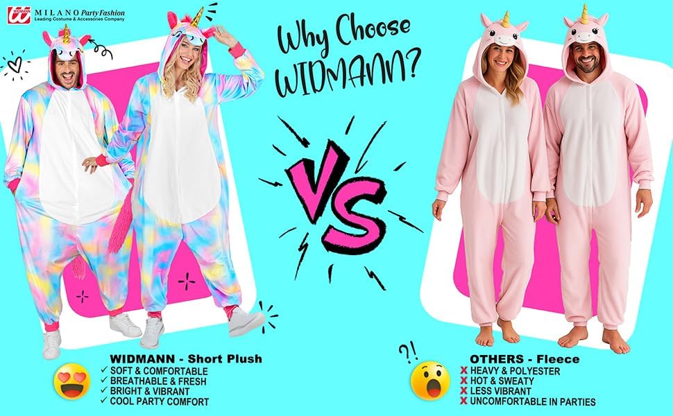 W WIDMANN MILANO Party Fashion - Tier Overall für Erwachsene, weicher Plüsch Jumpsuit mit Kapuze, Ti