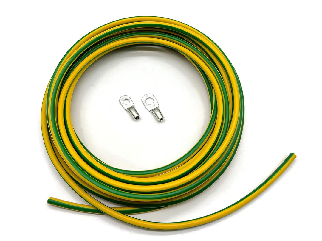 Erdungskabel 10m Erdungsleitung 16 mm² grün/gelb Kabelschuhe M8 + M10