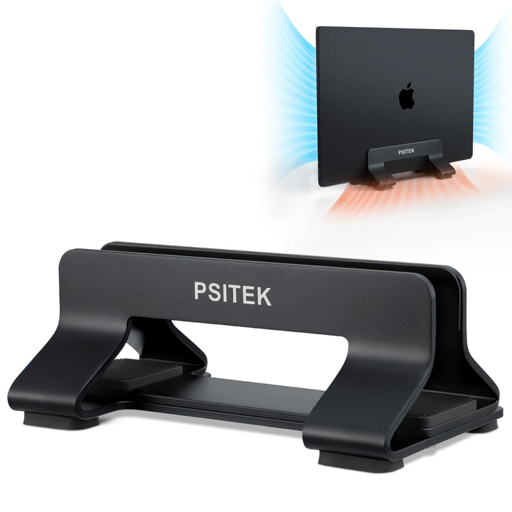 Psitek Aluminium Vertikaler Laptop Ständer Halter Dock, aufrechter Speicher, Einstellbare Slot Breit