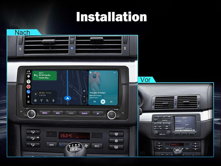 ERISIN Android 16 Autoradio GPS Navi für BMW 3er E46 318 320 325 M3 Rover 75 MG ZT, 8,8" IPS Touchsc