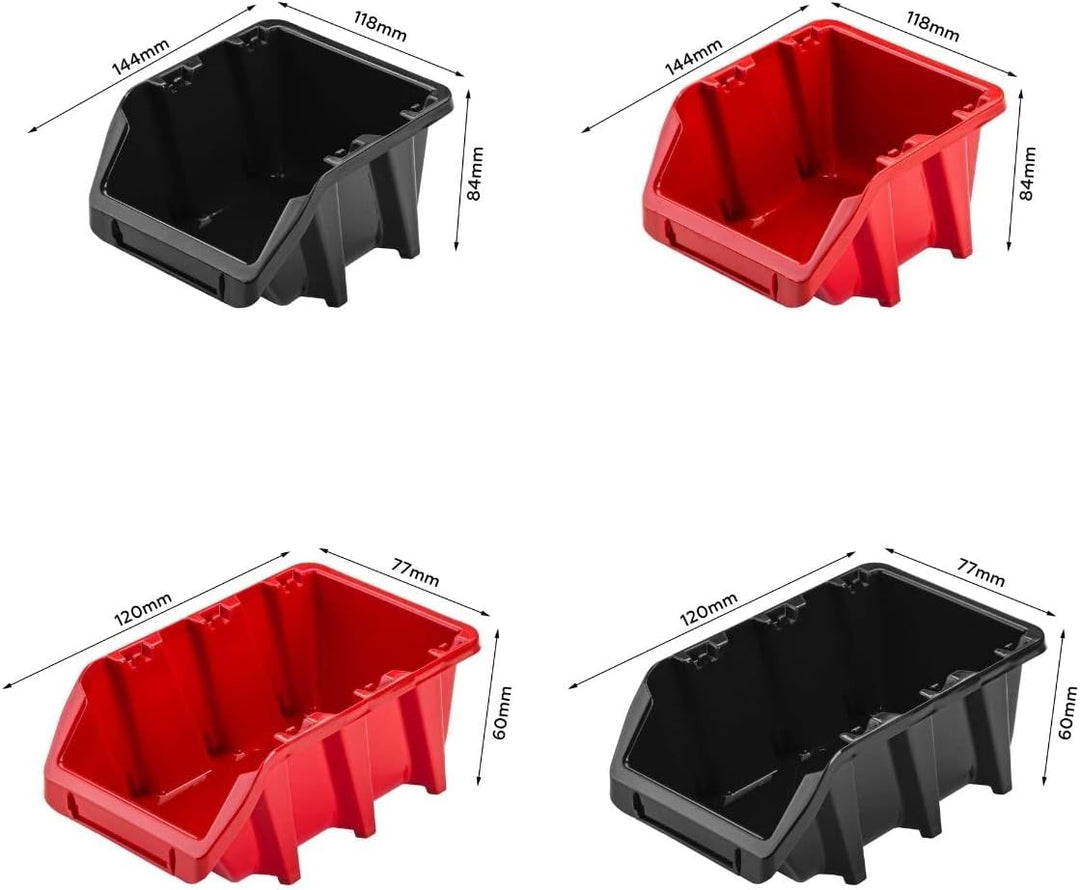 Lagersystem Werkstattregal | 156 x 78 cm | 40 stck. Box | Wandregal mit Werkzeughalterungen und Stap