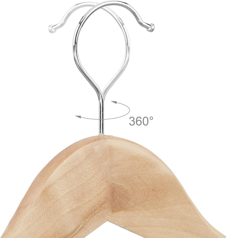 Relaxdays 60 x Kleiderbügel, Hosenbügel aus Holz, Garderobenbügel, Haken 360° drehbar, HxB: 22,5x44,