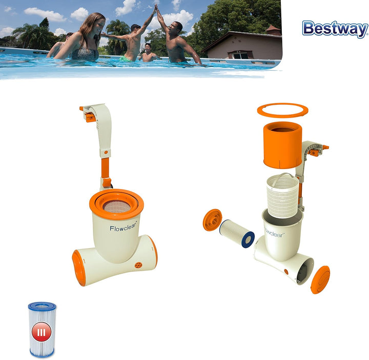 Bestway Flowclear Skimatic Einhängeskimmer/Filterpumpen-Kombination 2.574 l/h 220-240V~/50Hz, Trafo