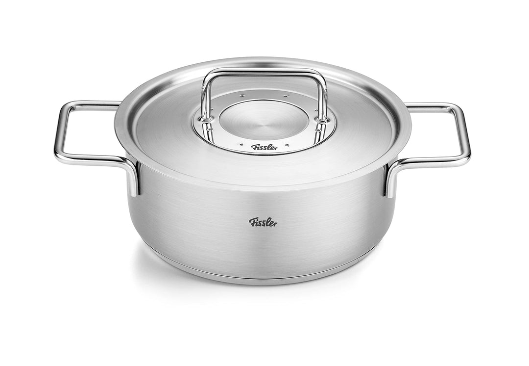 Fissler Pure Collection / Edelstahl-Bratentopf (Ø 24 cm, 3,9L) Töpfe inkl. Metall-Deckel, Innen-Skal