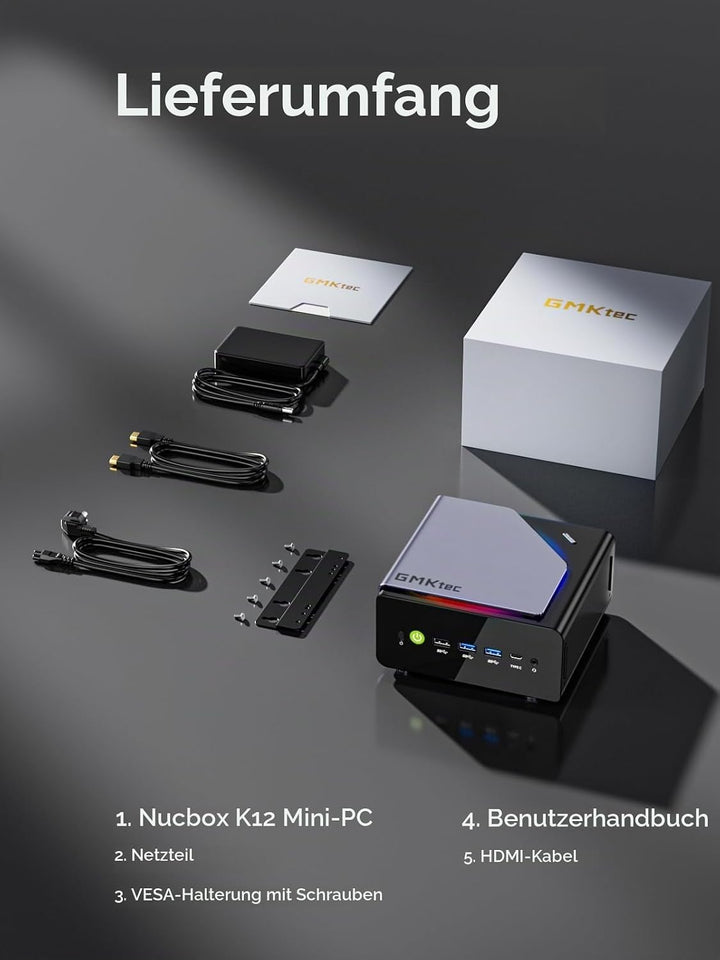 GMKtec Mini-PC 5825U, M5 Plus Dual LAN 2.5G Desktop-Computer Windows 11 Pro, AMD Ryzen 7 5825U (8 C/