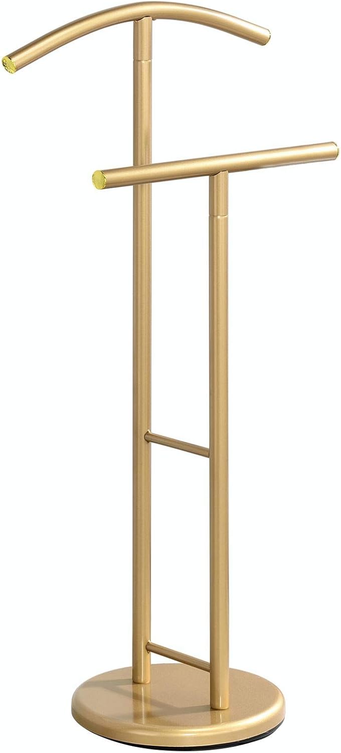 IDIMEX Herrendiener LAURENZ Stummer Damen Diener Kleiderständer Kleiderstange mit Hosenbügel, Gold l