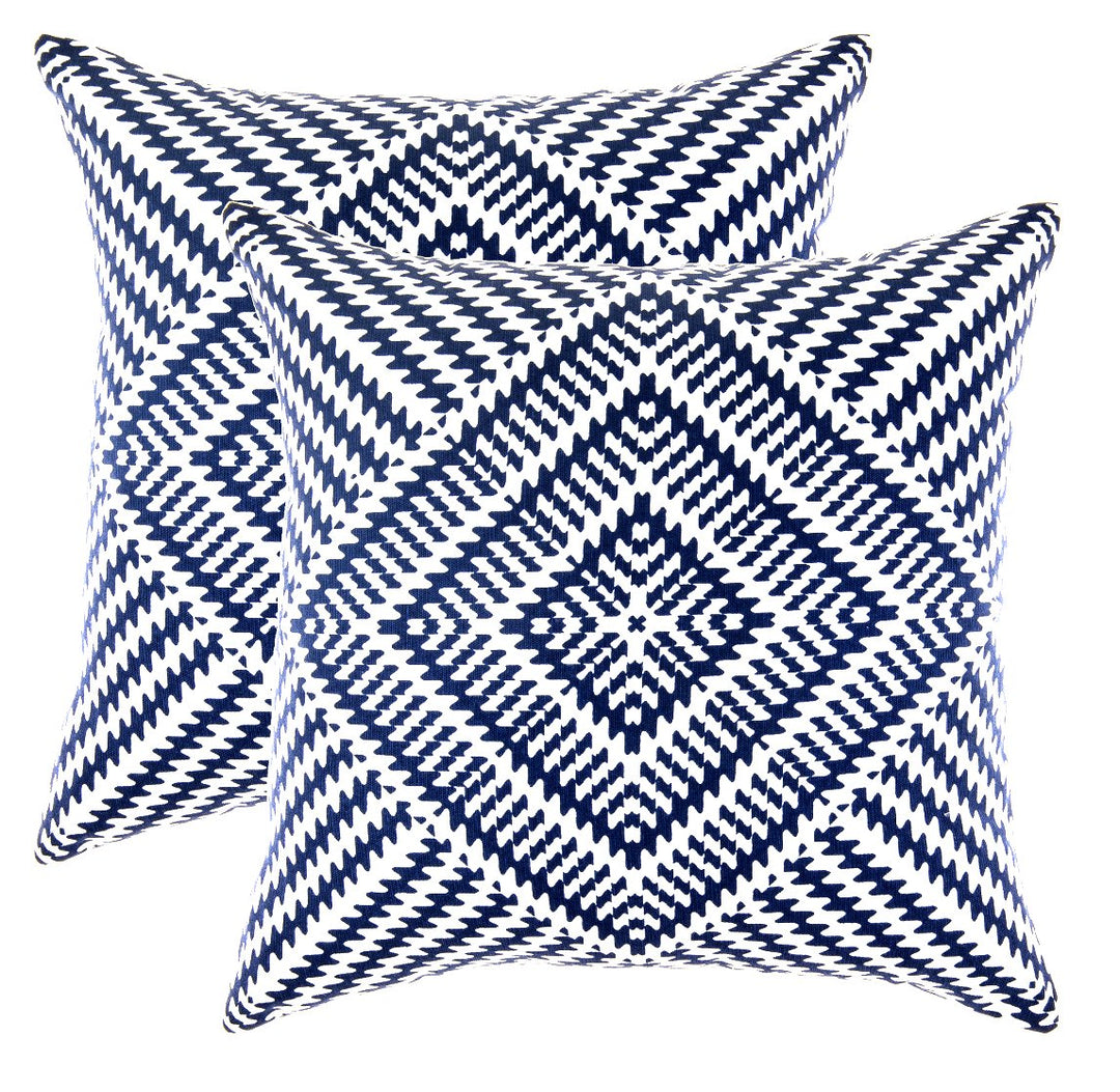 TreeWool Dekorativer Kissenbezug (60 x 60 cm, Marineblau) Kaleidoskop Design 100% Baumwolle (2er Pac