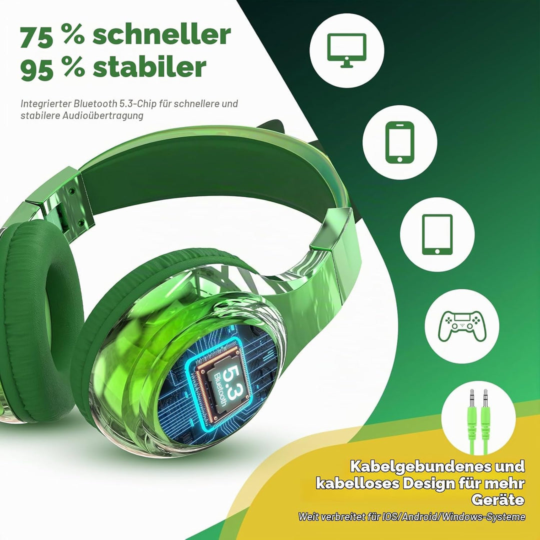 JYPS Bluetooth Kopfhörer Kinder, Metallisch Kabellose Kopfhörer Kinder Over Ear mit 74/85dBA Lautstä