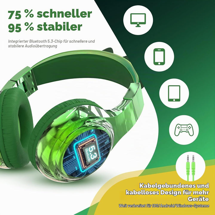 JYPS Bluetooth Kopfhörer Kinder, Metallisch Kabellose Kopfhörer Kinder Over Ear mit 74/85dBA Lautstä