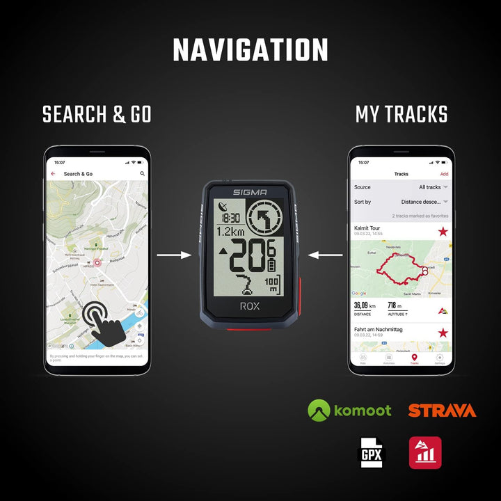 SIGMA SPORT ROX 2.0 Black | Fahrradcomputer kabellos GPS & Navigation inkl. GPS Halterung | Outdoor