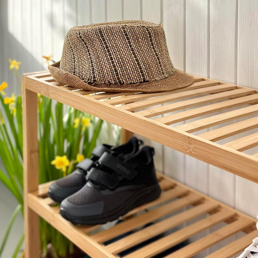 Bambus, Garderobenbank, dielen- &amp; flurmöbel, Schuhregal mit sitzbank, Shoe cabinet, Schuhbank mit si