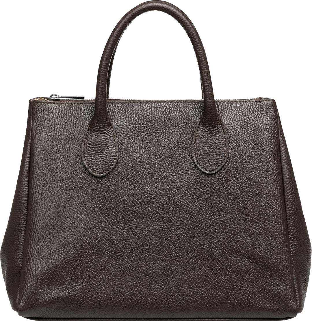 Caspar TL812 klassisch elegante Damen Leder Handtasche Einheitsgrösse Dunkelbraun, Einheitsgrösse Du