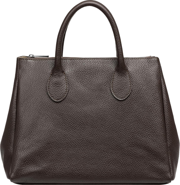 Caspar TL812 klassisch elegante Damen Leder Handtasche Einheitsgrösse Dunkelbraun, Einheitsgrösse Du