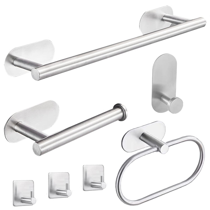laimew 7 pcs Black Bathroom Accessory Set Silver