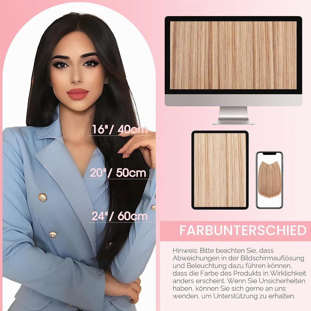 Silk-co Haarverlängerung mit Gummiband, Glatte Extensions mit Draht und Clips, Einstellbar Secrets H