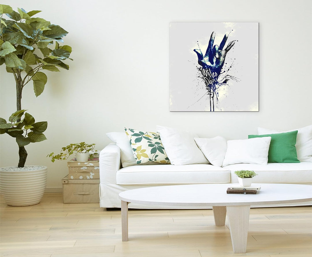 Paul Sinus Art Miles Davis Hand 60x60cm Keilrahmenbild Kunstbild Aquarell Art Wandbild auf Leinwand