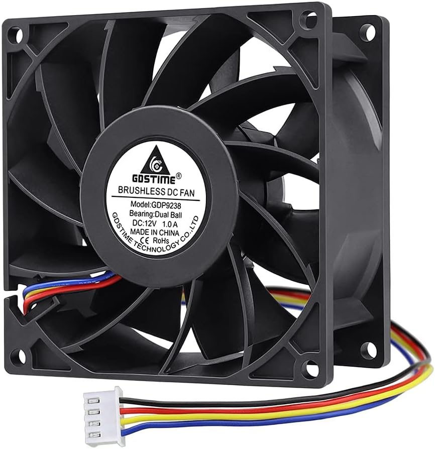 GDSTIME 12V Lüfter 92mm Lüfter 92 x 38mm 4 Pin PWM CPU Lüfter 9CM Gehäuselüfter 5000 U/min Kühlung L